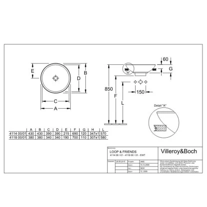 Villeroy & Boch Friends Halbeinbau-Waschbecken 43cm StarWhite M. ÜL CPlus 4 Villeroy & Boch Friends Halbeinbau-Waschbecken 43cm StarWhite M. ÜL CPlus – Bild 2