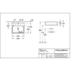 Villeroy & Boch Boch Aufsatzwaschbecken Memento 50 Cm Star White Mit HL Mit ÜL CPlus -Badezimmergeschäft 4123 vbtz 513550 513551 5 2