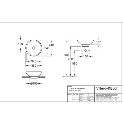 Villeroy & Boch Loop & Friends Aufsatzwaschbecken 38 Cm Alpinweiß Mit Überlauf 4 Villeroy & Boch Loop & Friends Aufsatzwaschbecken 38 Cm Alpinweiß Mit Überlauf – Bild 2