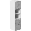 Posseik Hochschrank Viva 135 Cm Weiß Matt Mit Fronten In Beton 1 Posseik Hochschrank Viva 135 Cm Weiß Matt Mit Fronten In Beton -Badezimmergeschäft 4251461507522 1