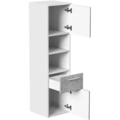 Posseik Hochschrank Viva 135 Cm Weiß Matt Mit Fronten In Beton -Badezimmergeschäft 4251461507522 2