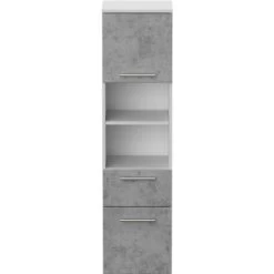 Posseik Hochschrank Viva 135 Cm Weiß Matt Mit Fronten In Beton -Badezimmergeschäft 4251461507522 5
