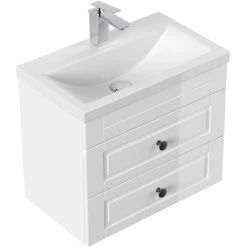 Posseik Badmöbel-Set Portus SlimLine HxBxT: 52 Cm X 60 Cm X 36 Cm Weiß Hochglanz