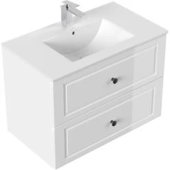 Posseik Badmöbel-Set Homeline H X B X T: 61 Cm X 81 Cm X 46,5 Cm Weiß Hochglanz