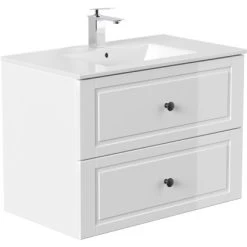 Posseik Badmöbel-Set Homeline H X B X T: 61 Cm X 81 Cm X 46,5 Cm Weiß Hochglanz -Badezimmergeschäft 4251982604250 4873 3