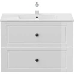 Posseik Badmöbel-Set Homeline H X B X T: 61 Cm X 81 Cm X 46,5 Cm Weiß Hochglanz -Badezimmergeschäft 4251982604250 4873 6