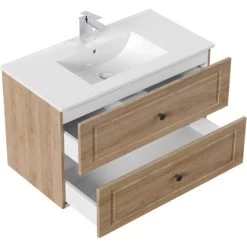 Posseik Badmöbel-Set Homeline H X B X T: 56 Cm X 91 Cm X 46,5 Cm Eiche Hell -Badezimmergeschäft 4251982604304 4873 4