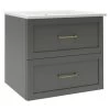 Randal Waschbeckenunterschrank Drome 2 Schubladen 60 Cm Grau Griffe Golden -Badezimmergeschäft 436537951553 11023100 S 01