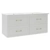 Randal Waschbeckenunterschrank Drome 4 Schubladen 120 Cm Weiß Griffe Golden -Badezimmergeschäft 436537951720 11023100 S 01