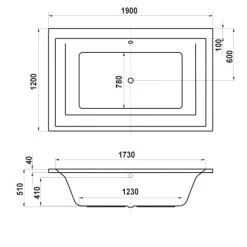 Ottofond Badewanne Space 190 Cm X 120 Cm Weiß -Badezimmergeschäft 440866 3209 3