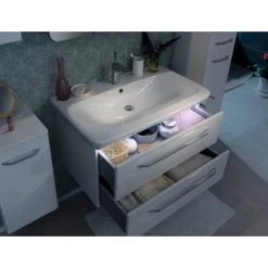 Fackelmann Waschbeckenunterschrank 80 Cm Milano Weiß -Badezimmergeschäft 480524 3254 7