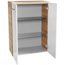 Fackelmann Doppel-Unterschrank 60,5 Cm Milano Weiß-Ast-Eiche -Badezimmergeschäft 480554 3254 2