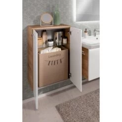 Fackelmann Doppel-Unterschrank 60,5 Cm Milano Weiß-Ast-Eiche -Badezimmergeschäft 480554 3254 6