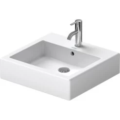 Duravit Waschbecken Vero 50 Cm Weiß WonderGliss Mit Überlauf + 1 Hahnloch