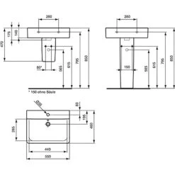 Ideal Standard Waschtisch Connect Cube 55 X 46 Cm 1 Hahnloch Mit Überlauf Weiß 13 Ideal Standard Waschtisch Connect Cube 55 X 46 Cm 1 Hahnloch Mit Überlauf Weiß -Badezimmergeschäft 539483 3049 6