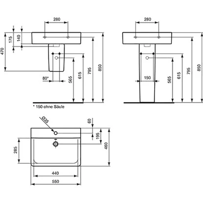 Ideal Standard Waschtisch Connect Cube 55 X 46 Cm 1 Hahnloch Mit Überlauf Weiß 8 Ideal Standard Waschtisch Connect Cube 55 X 46 Cm 1 Hahnloch Mit Überlauf Weiß – Bild 6