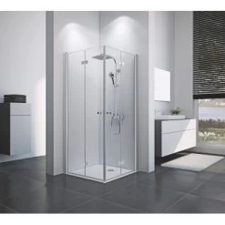 Breuer Eckeinstieg Drehfalttür Elana 8 Silber Matt Klarglas 90 X 90 Cm -Badezimmergeschäft 549 2570 elana 8 dtde 1708