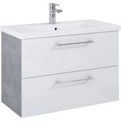 Waschbeckenunterschrank 80 Cm Cheese Weiß-Beton -Badezimmergeschäft 5902490643871CheeseBeton1