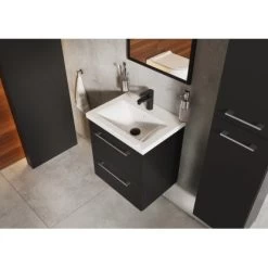 Maximus Waschbeckenunterschrank Cheese 50 Cm Schwarz Matt Mit 2 Schubladen -Badezimmergeschäft 5902490648173 4807 3