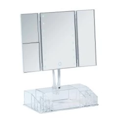 Wenko LED-Standspiegel Mit Organizer Fanano Kunststoff 34.5 X 39 X 16.5 Cm Weiß -Badezimmergeschäft 59429 sb freisteller de 02