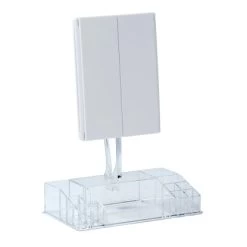 Wenko LED-Standspiegel Mit Organizer Fanano Kunststoff 34.5 X 39 X 16.5 Cm Weiß -Badezimmergeschäft 59429 sb freisteller de 05
