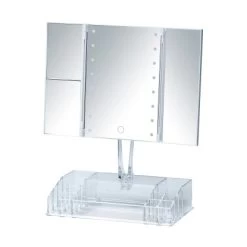 Wenko LED-Standspiegel Mit Organizer Fanano Kunststoff 34.5 X 39 X 16.5 Cm Weiß -Badezimmergeschäft 59429 sb freisteller de 06
