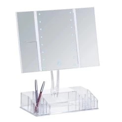 Wenko LED-Standspiegel Mit Organizer Fanano Kunststoff 34.5 X 39 X 16.5 Cm Weiß -Badezimmergeschäft 59429 sb freisteller de 07