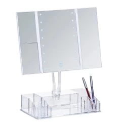 Wenko LED-Standspiegel Mit Organizer Fanano Kunststoff 34.5 X 39 X 16.5 Cm Weiß -Badezimmergeschäft 59429 sb freisteller de 08