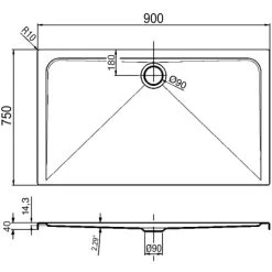 Duschwanne Maui-R 90 Cm X 75 Cm -Badezimmergeschäft 674874 3209 3