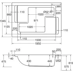Ottofond Körperform-Badewanne Maharaja 195 Cm Weiß -Badezimmergeschäft 6751002 3209 sk
