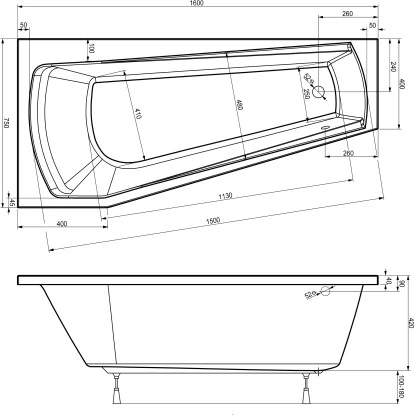 Badewanne Bahia 160 Cm X 75 Cm Typ B 4 Badewanne Bahia 160 Cm X 75 Cm Typ B – Bild 2