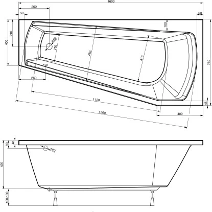 Badewanne Bahia 160 Cm X 75 Cm Typ A 4 Badewanne Bahia 160 Cm X 75 Cm Typ A – Bild 2