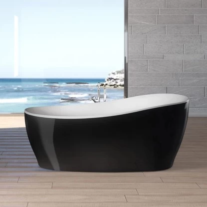 Freistehende Badewanne Aviva 180 Cm X 85 Cm Schwarz-Weiß 3 Freistehende Badewanne Aviva 180 Cm X 85 Cm Schwarz-Weiß