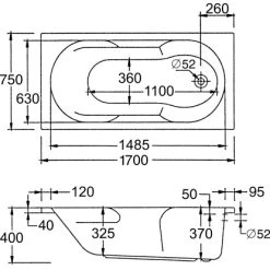 Ottofond Badewanne Nixe 170 Cm Inkl. Wannenträger Und Ablaufgarnitur Chrom Weiß -Badezimmergeschäft 6793384 3209 sk