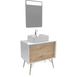 Aurlane Waschtischunterschrank 80 Cm Fjord Eiche-Weiß