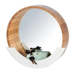 Wenko Wandspiegel Finja Mit Ablage Bambus 39 X 38 X 9.5 Cm Braun -Badezimmergeschäft 74910 sb freisteller de 01