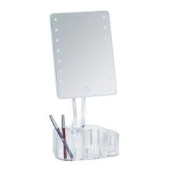 Wenko LED-Standspiegel Mit Organizer Trenno Kunststoff 17 X 36 X 12.5 Cm Weiß -Badezimmergeschäft 75818 sb freisteller de 06