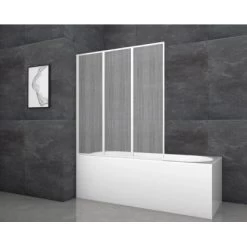 Aurlane Badewannenfaltwand White Cloud 120 Cm X 130 Cm Weiß 3-flügelig