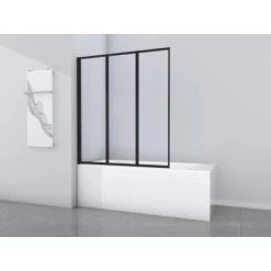 Aurlane Badewannenfaltwand Black Star 125 Cm X 143 Cm Schwarz Matt 3-flügelig -Badezimmergeschäft 760898 4018 2