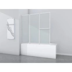 Aurlane Badewannenfaltwand White Comfort 145,4 Cm X 140 Cm Weiß 3-flügelig -Badezimmergeschäft 760907 4018 2