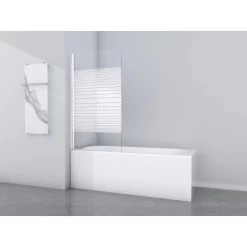 Aurlane BadewannenfaltwandWhite Stripes 1 Weiß 80 Cm X 140 Cm 1-flügelig -Badezimmergeschäft 760909 4018 2