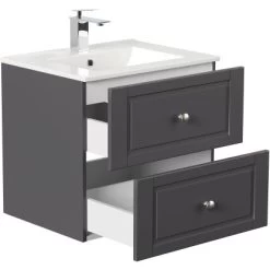 Posseik Badmöbel-Set Homeline H X B X T: 56 Cm X 62 Cm X 46,5 Cm Anthrazit -Badezimmergeschäft 770014 4873 4