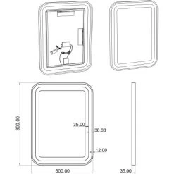 Sanotechnik Spiegel 60 Cm Soho Mit LED-Beleuchtung Schwarz -Badezimmergeschäft 776379 4633 Skizze
