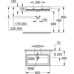 Grohe Waschtisch Cube Keramik 80 Cm Alpinweiß Mit Hahnloch Und Überl. PureGuard -Badezimmergeschäft 778992 4520 3