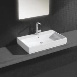 Grohe Aufsatzwaschbecken Cube Keramik 80 Cm Alpinweiß Hahnloch Überl. PureGuard -Badezimmergeschäft 778996 4520 2