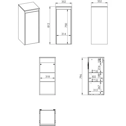 Maximus Halbhochschrank Sisi 1-Türig Schwarz Matt 81,2 Cm X 35,2 Cm X 35,2 Cm 4 Maximus Halbhochschrank Sisi 1-Türig Schwarz Matt 81,2 Cm X 35,2 Cm X 35,2 Cm – Bild 2