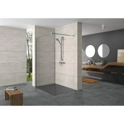 Hüppe Seitenwand Design Pure Alleinsteh. BxH 80 Cm X 200 Cm Quer 6 Mm Silber HG