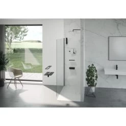 Hüppe Seitenwand Design Pure Alleinst. BxH 100 X 200 Cm Quer 6 Mm Silber Matt 8 -Badezimmergeschäft 817615 2438 HPDE1881 4