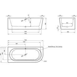 Ottofond Eck-Badewanne Modena Corner Rechts 178 Cm Schwarz-Weiß -Badezimmergeschäft 8203192 3209 3