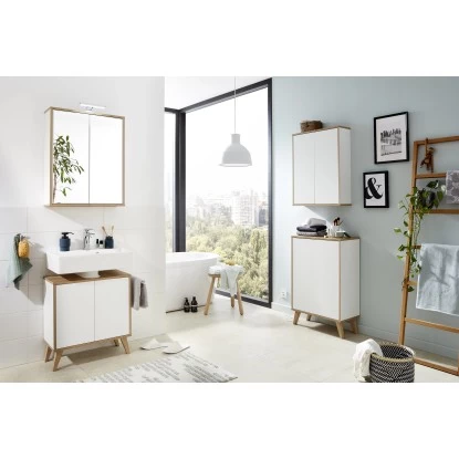 Fackelmann Doppel-Hängeschrank 60 Cm Finn Weiß-Ast-Eiche 4 Fackelmann Doppel-Hängeschrank 60 Cm Finn Weiß-Ast-Eiche – Bild 2